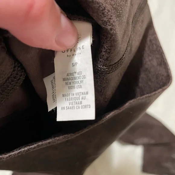 aerie Faux Leather Leggings in Dark Brown - Picture 3 of 3